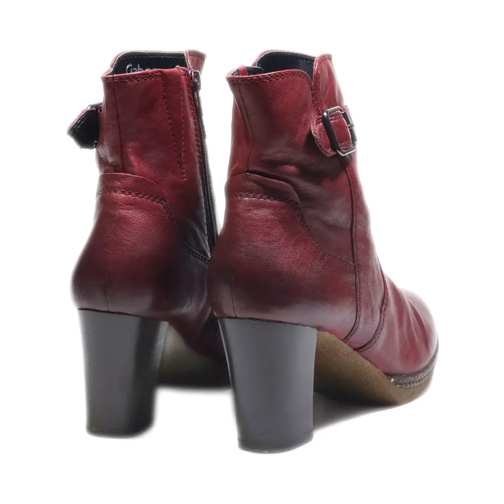 Gabor Ankle Boots Leather Maroon Colour For Women