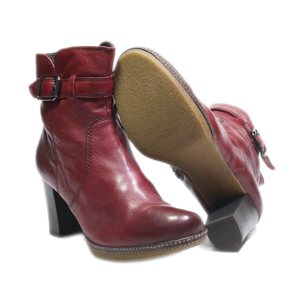 Gabor Ankle Boots Leather Maroon Colour For Women