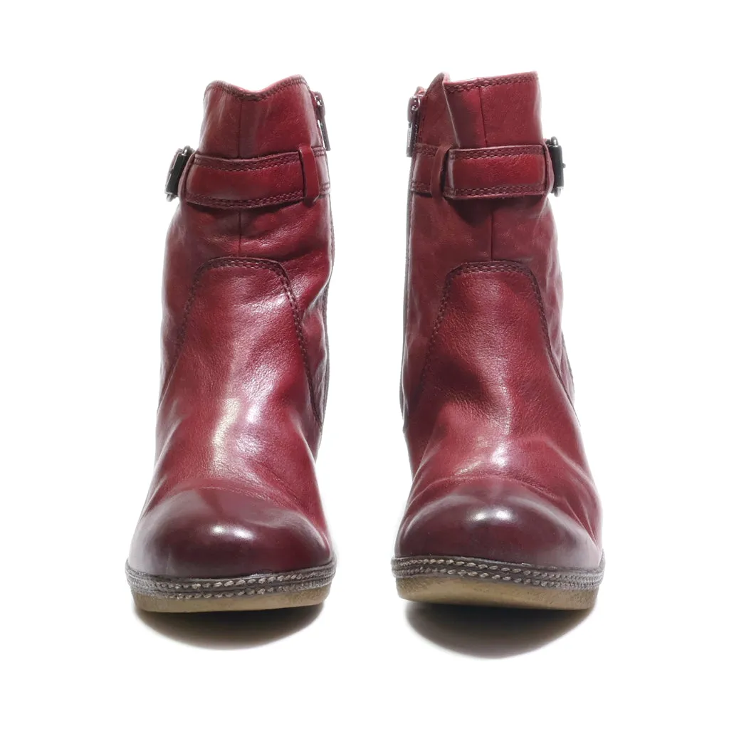Gabor Ankle Boots Leather Maroon Colour For Women