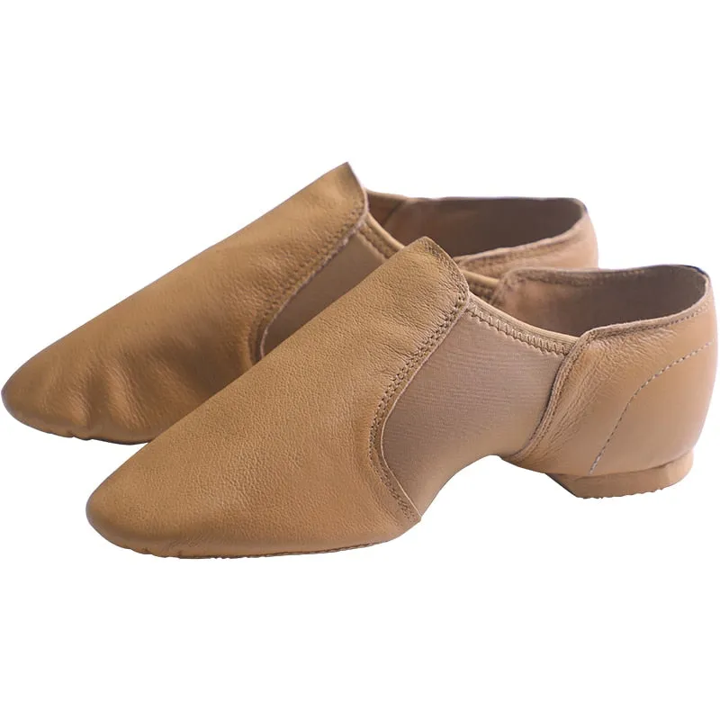 Genuine Leather Jazz Dance Shoes Tan Black Antiskid Sole Jazz Shoes High Quality Adults Dance Sneakers For Girls Women