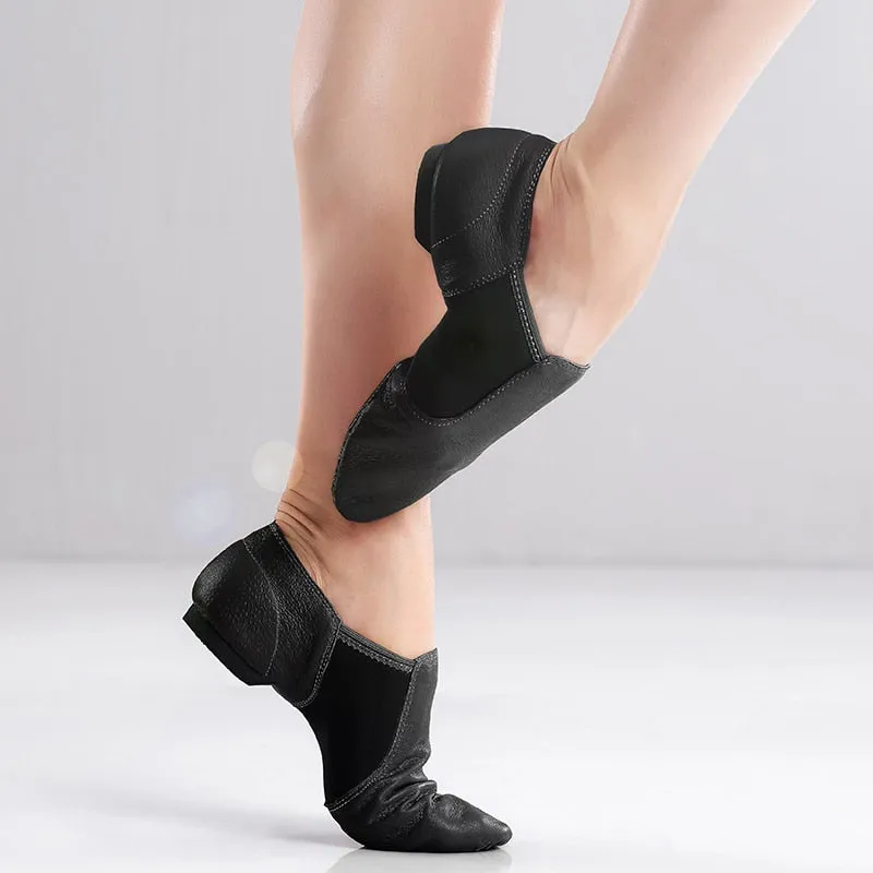 Genuine Leather Jazz Dance Shoes Tan Black Antiskid Sole Jazz Shoes High Quality Adults Dance Sneakers For Girls Women