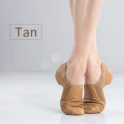 Genuine Leather Jazz Dance Shoes Tan Black Antiskid Sole Jazz Shoes High Quality Adults Dance Sneakers For Girls Women
