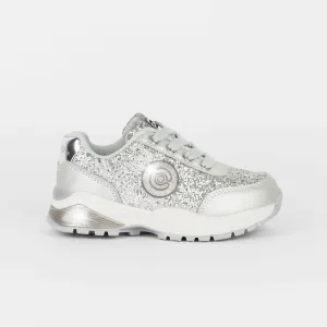 Girl's Silver Glitter Sneakers with Lights