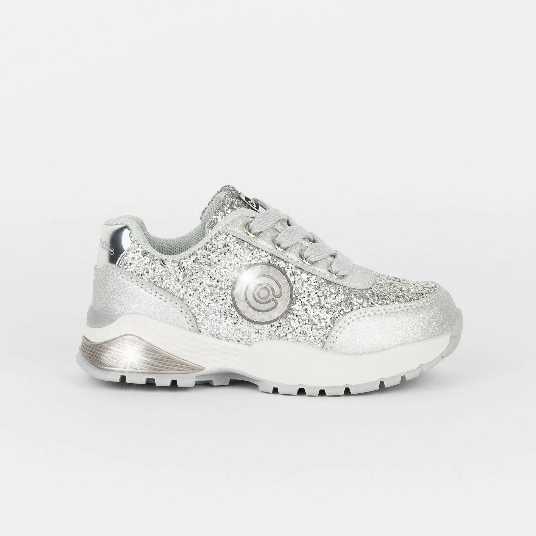 Girl's Silver Glitter Sneakers with Lights