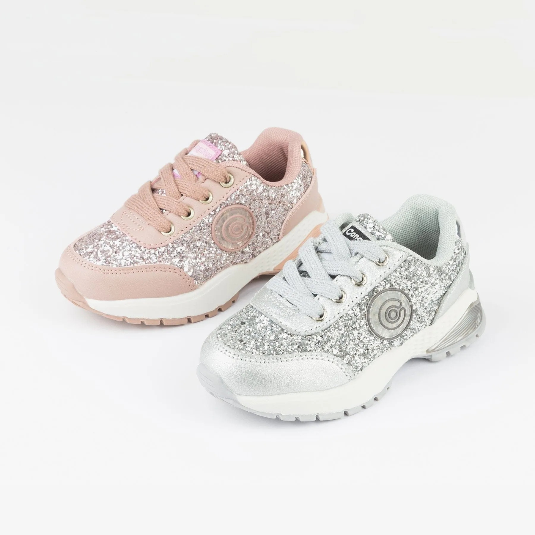 Girl's Silver Glitter Sneakers with Lights