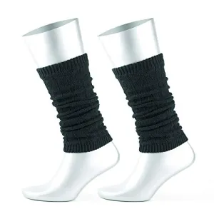 GoWith Thigh High Women Socks, Knee High Heels Leg Warmers For Women, 2 Pairs, Black