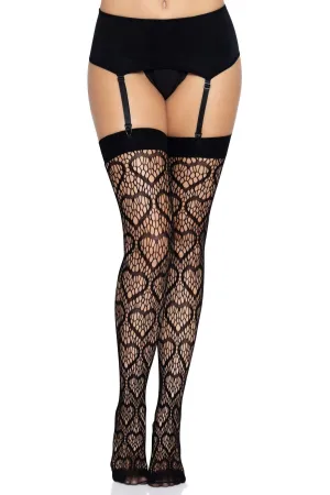 Heart Net Thigh High Stockings