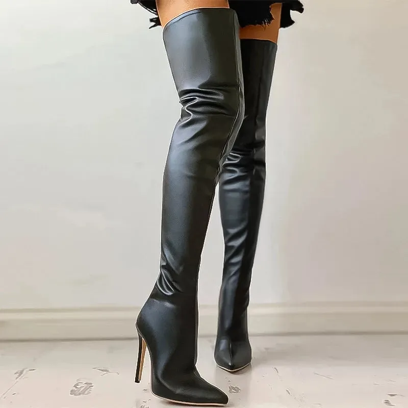 High heel Sexy Over The Knee long leather boot
