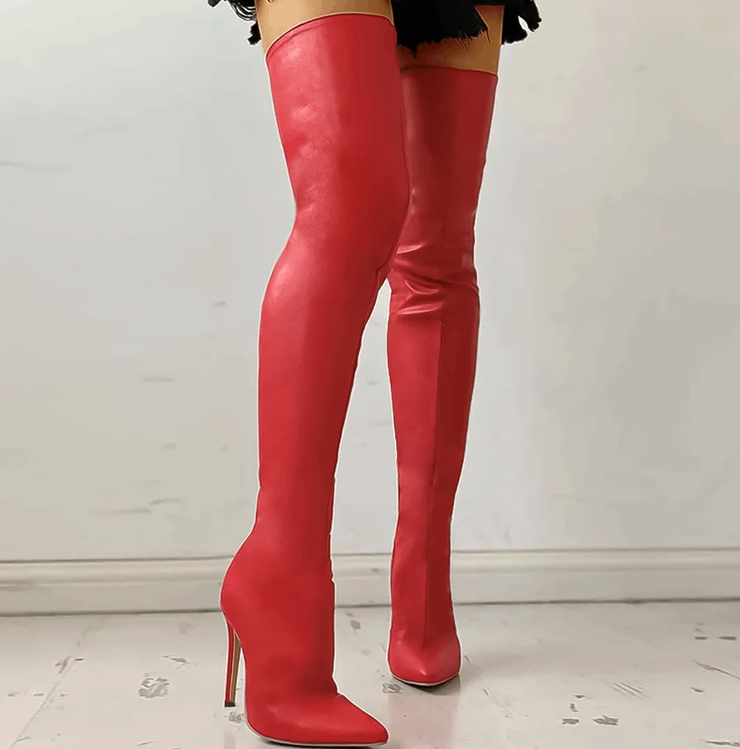 High heel Sexy Over The Knee long leather boot