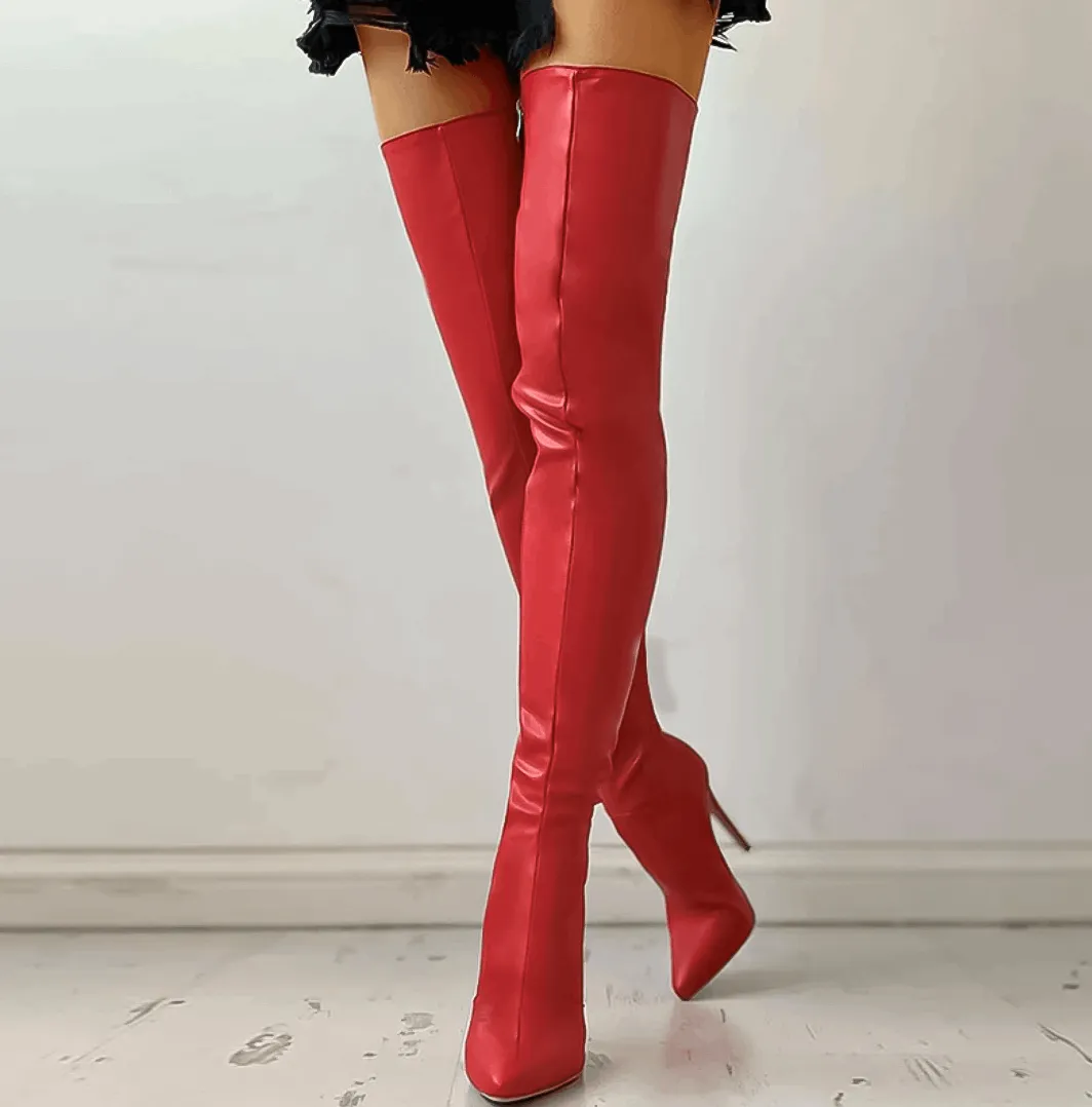 High heel Sexy Over The Knee long leather boot