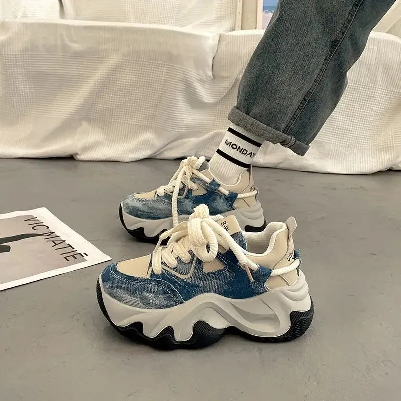 Hnzxzm Platform Sneakers Buffalo Shoes Women Spring Summer 2024 Vintage Casual Tennis Female Korean Footwear Chunky Vulcanize