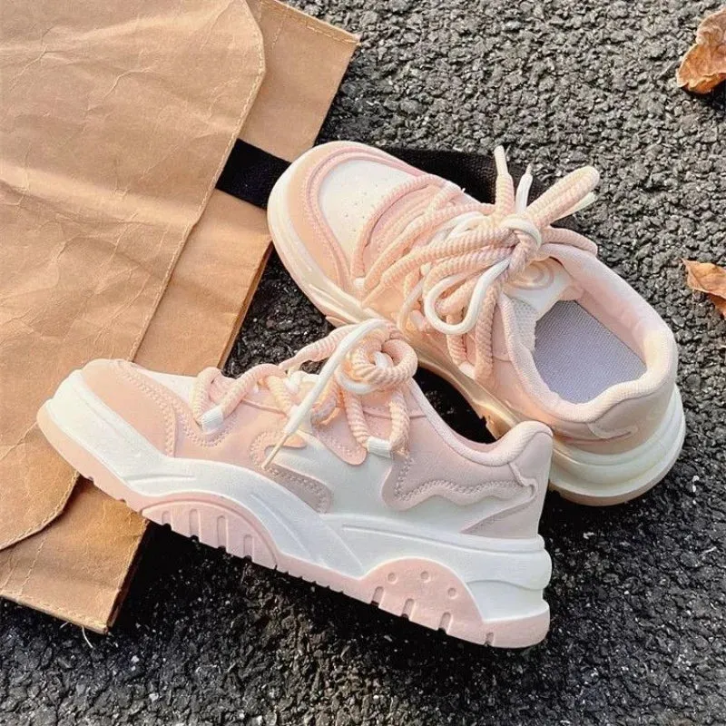 Hnzxzm Women Vulcanize Shoes Platform Sneakers Casual Kawaii Tennis Female Flats Skateboard Korean Fashion Spring Summer 2024