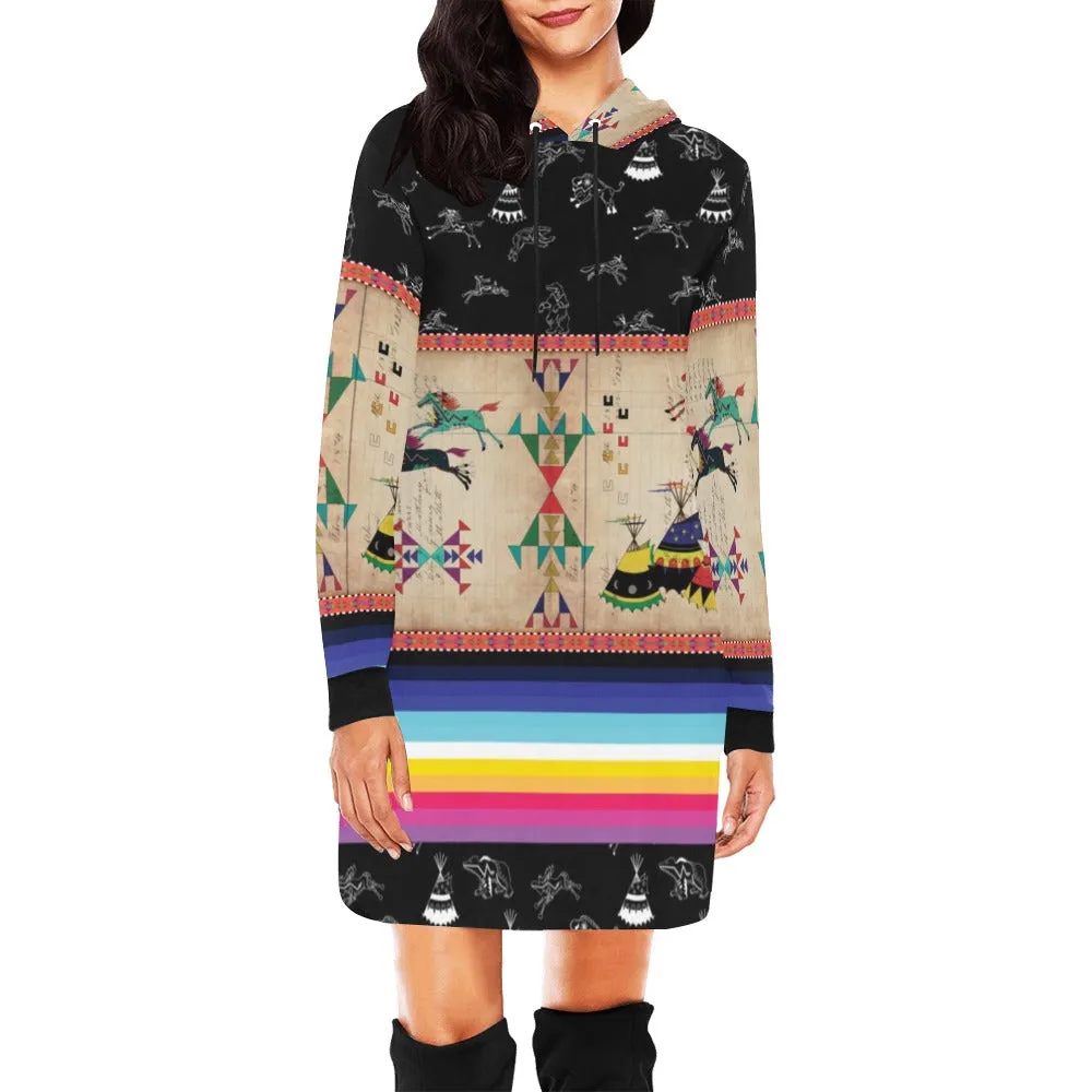 Horses Running Black Sky Hoodie Dress