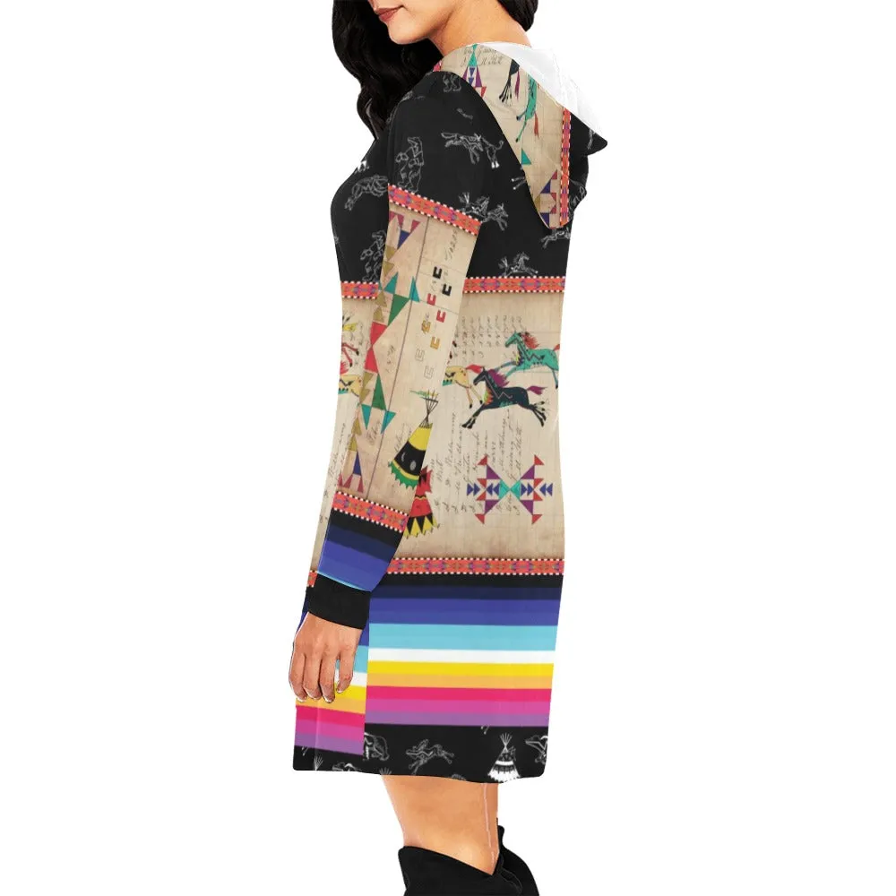Horses Running Black Sky Hoodie Dress