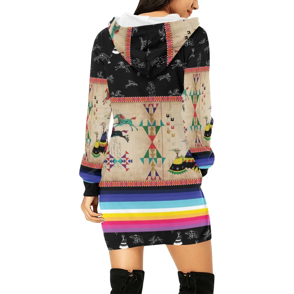 Horses Running Black Sky Hoodie Dress