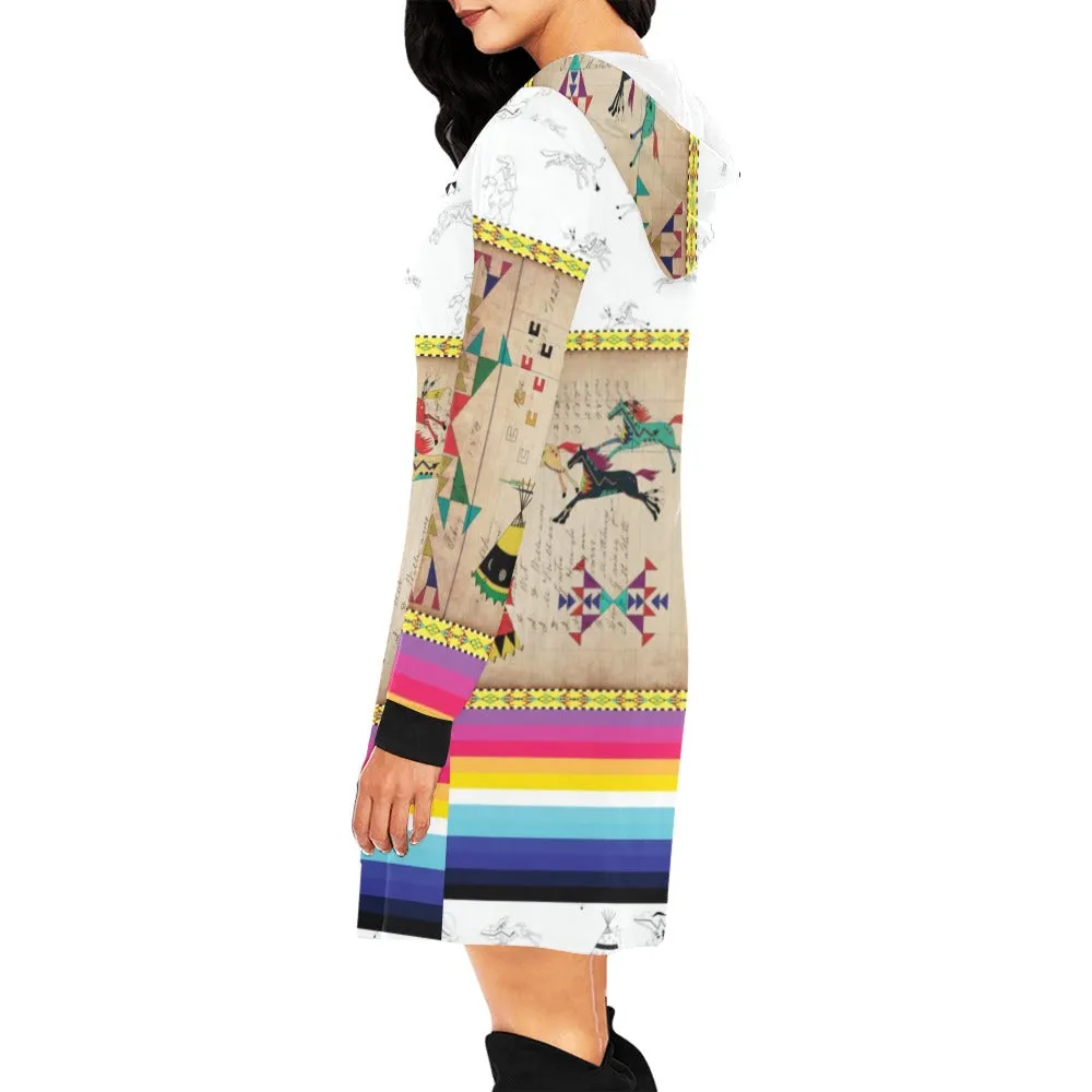 Horses Running White Clay Hoodie Dress