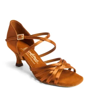International Dance Shoes, Flavia, Tan Satin, 2” IDS Heel