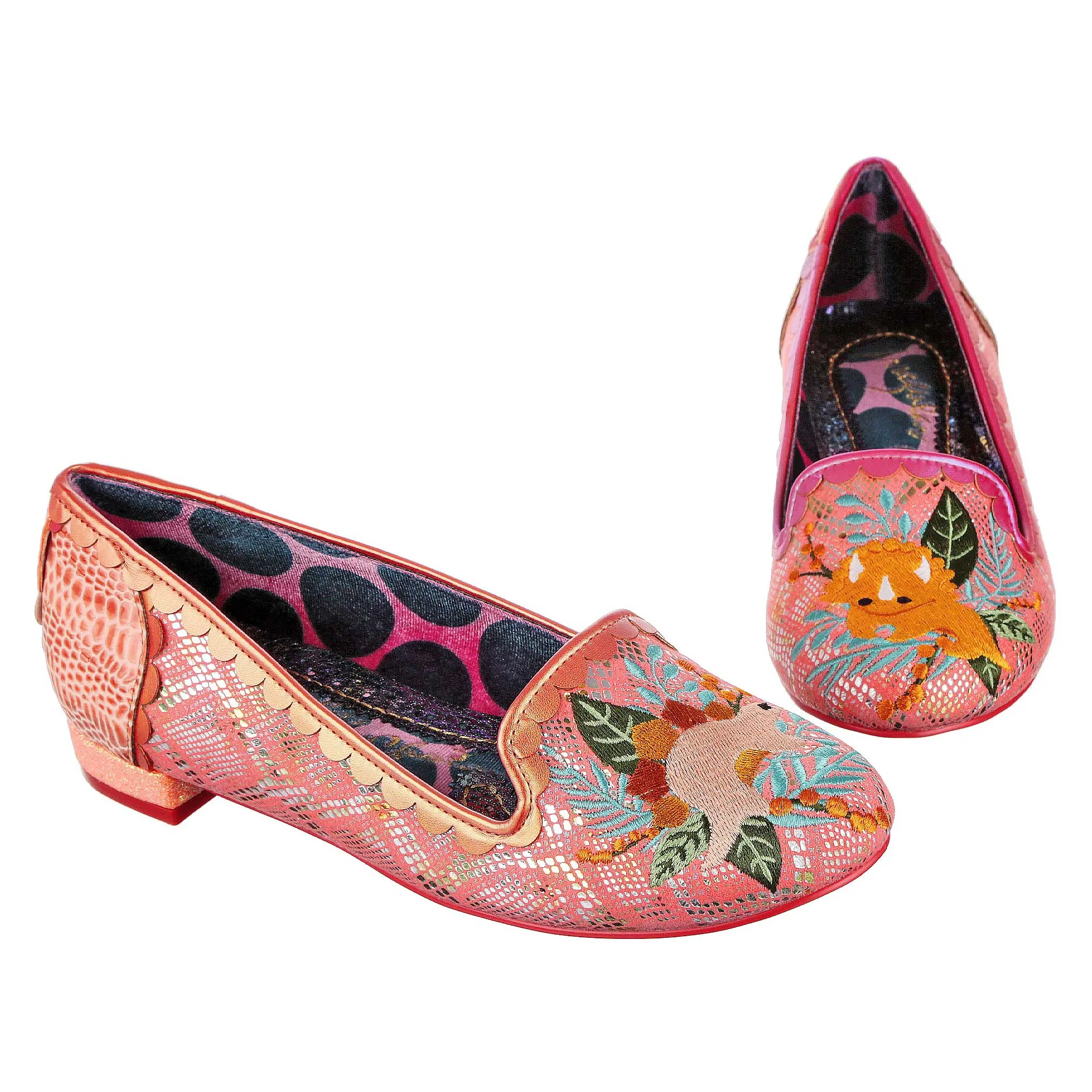 Irregular Choice Womens Dino Dance Flats - Peach