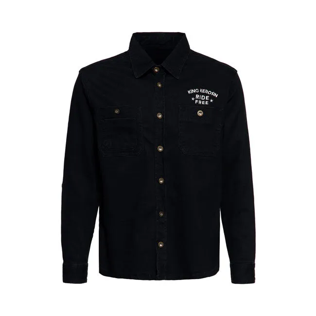 King Kerosin Ride Free Workwear Denim Shirt Black Wash