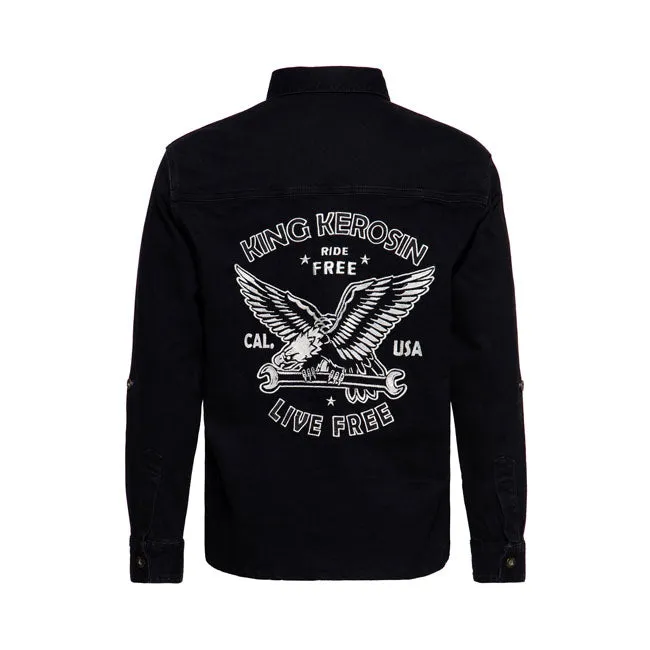 King Kerosin Ride Free Workwear Denim Shirt Black Wash