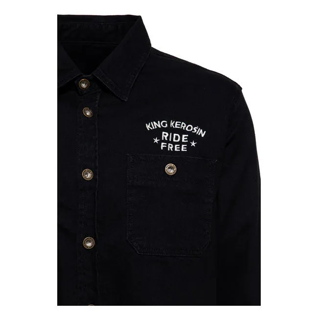 King Kerosin Ride Free Workwear Denim Shirt Black Wash