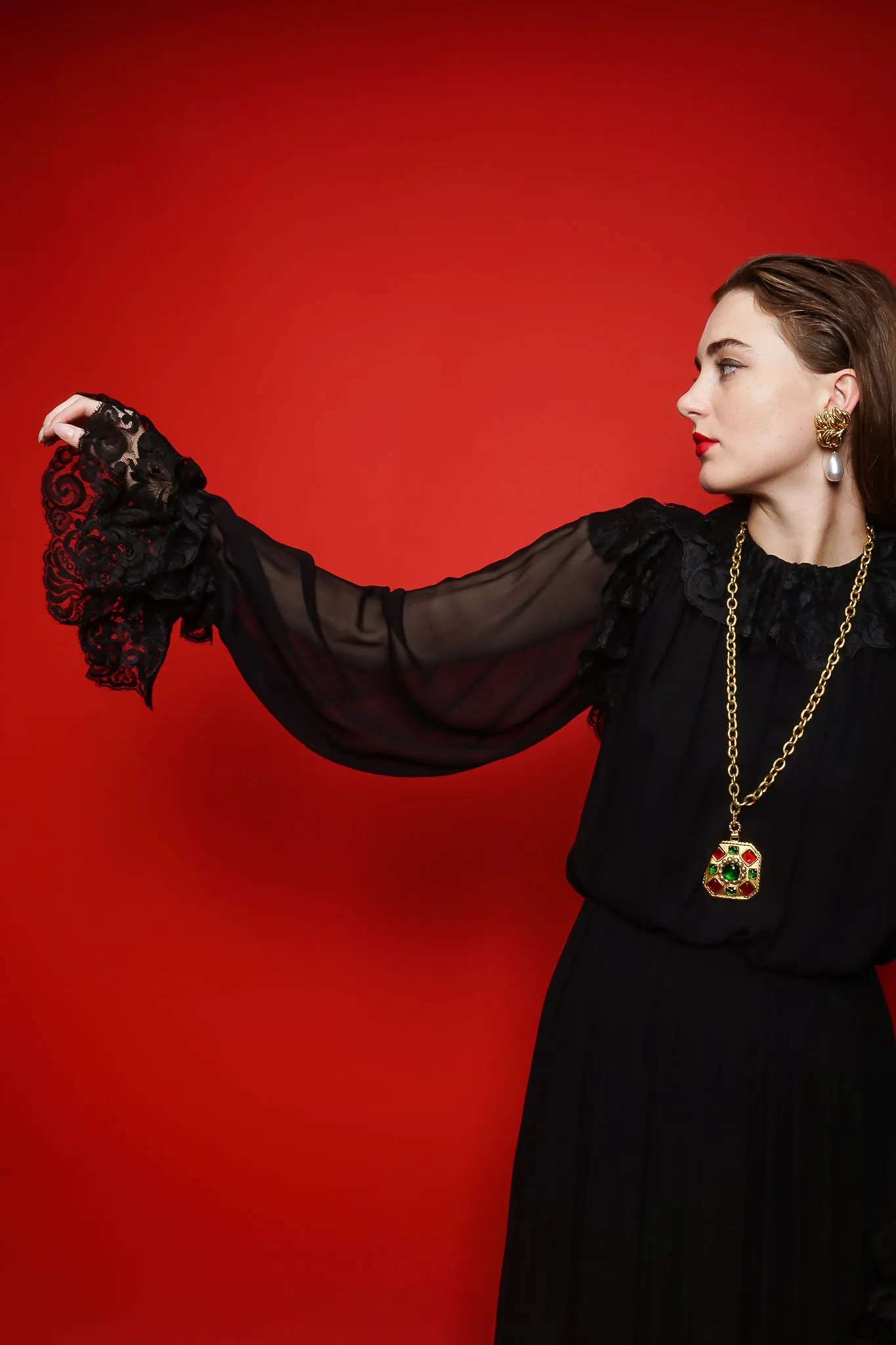 Lace Balloon Sleeve Prairie Dress