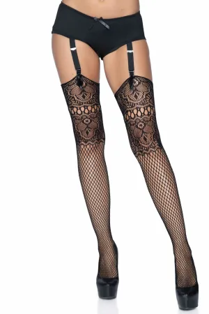 Lace Top Fishnet Backseam Stockings