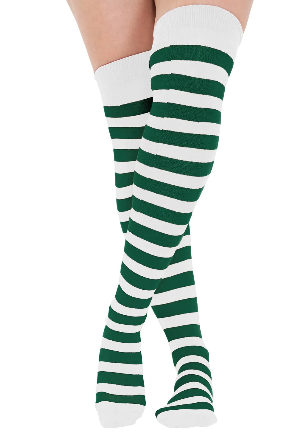 Ladies Girls over the Knee Stripy Socks Women Striped Long Thigh High Cotton Socks UK Size 4-6