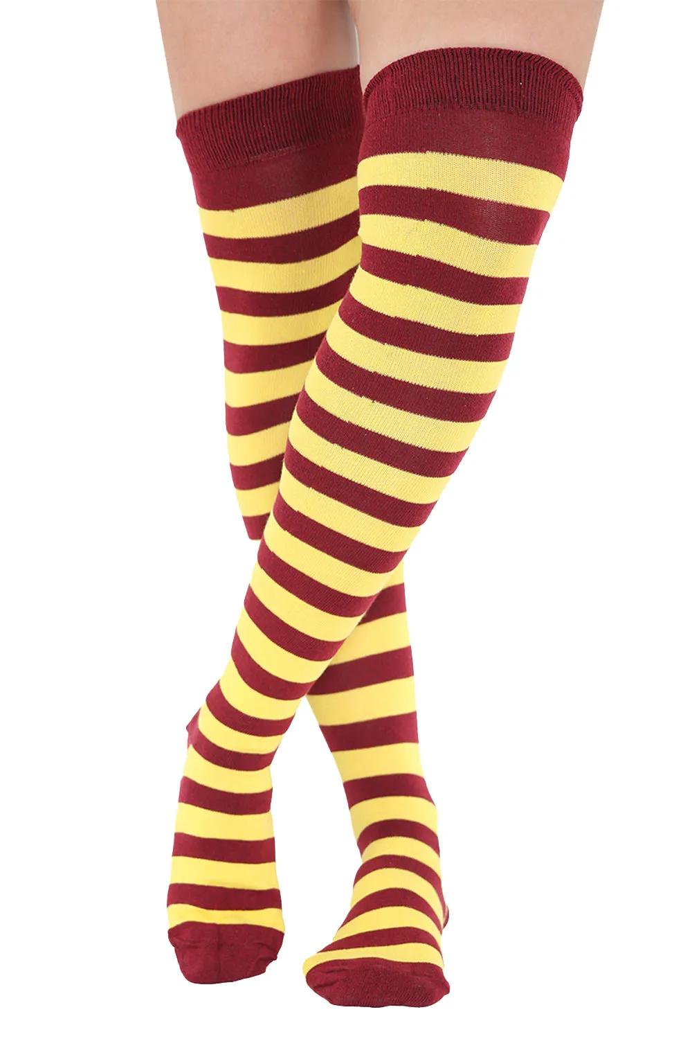 Ladies Girls over the Knee Stripy Socks Women Striped Long Thigh High Cotton Socks UK Size 4-6