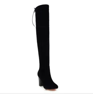 Ladies Thigh High Suede Boots