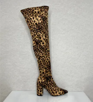 Leopard Print Thigh High Boots