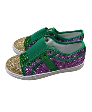 Mardi Gras Glitter Slip-On Tennis Shoes