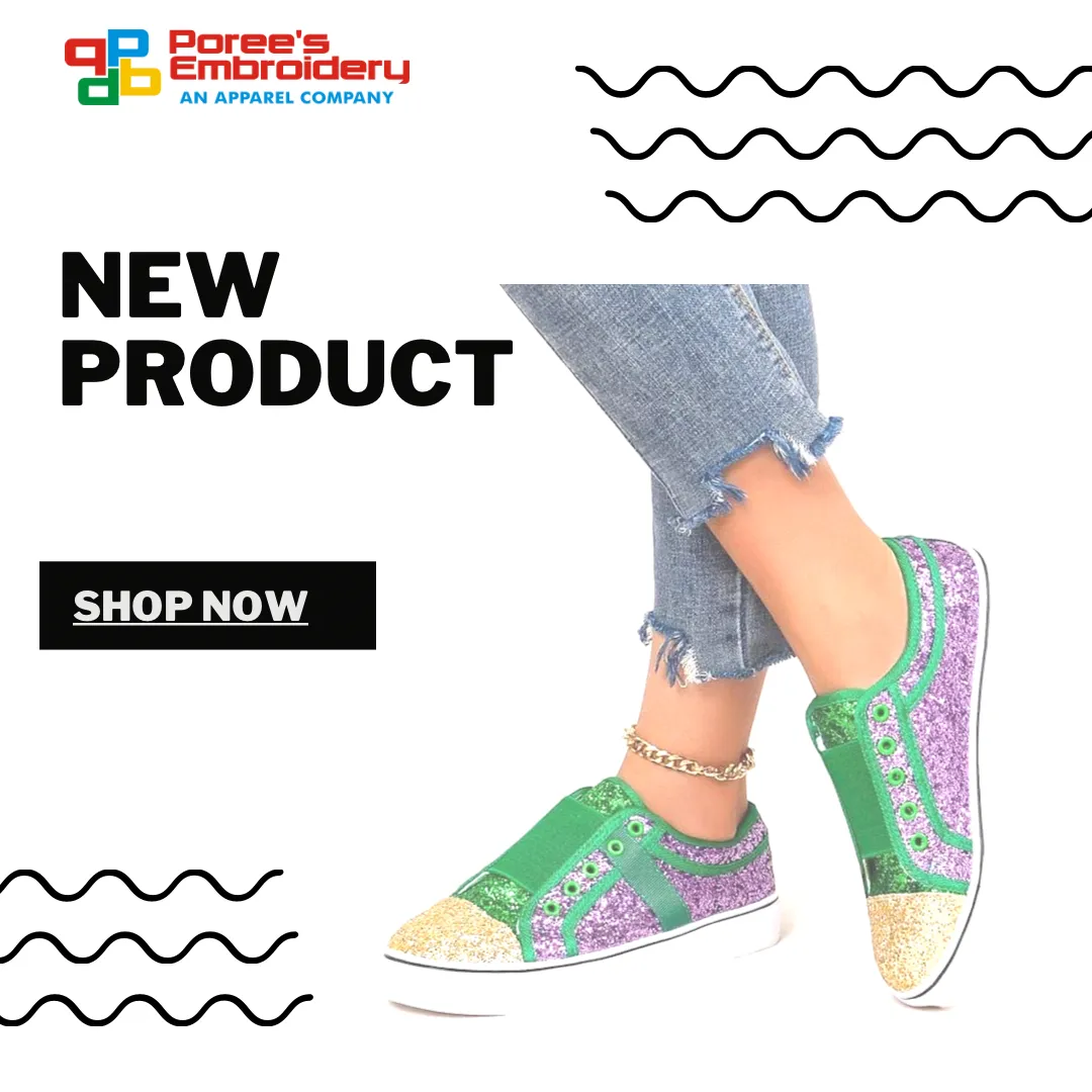 Mardi Gras Glitter Slip-On Tennis Shoes