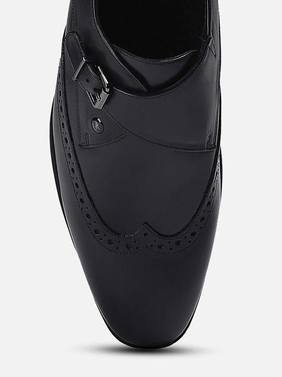 Men Black Buckle Genuine Leather Formal Monks