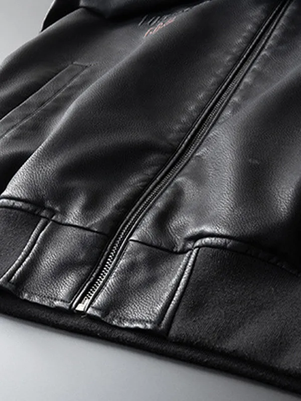 Men's Creative Embroidered Motorcycle Leather Jacket