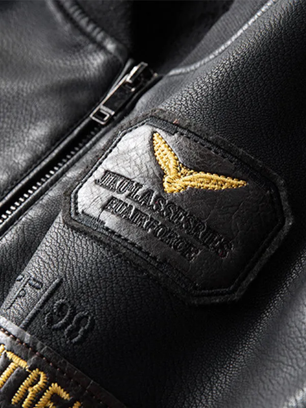 Men's Creative Embroidered Motorcycle Leather Jacket