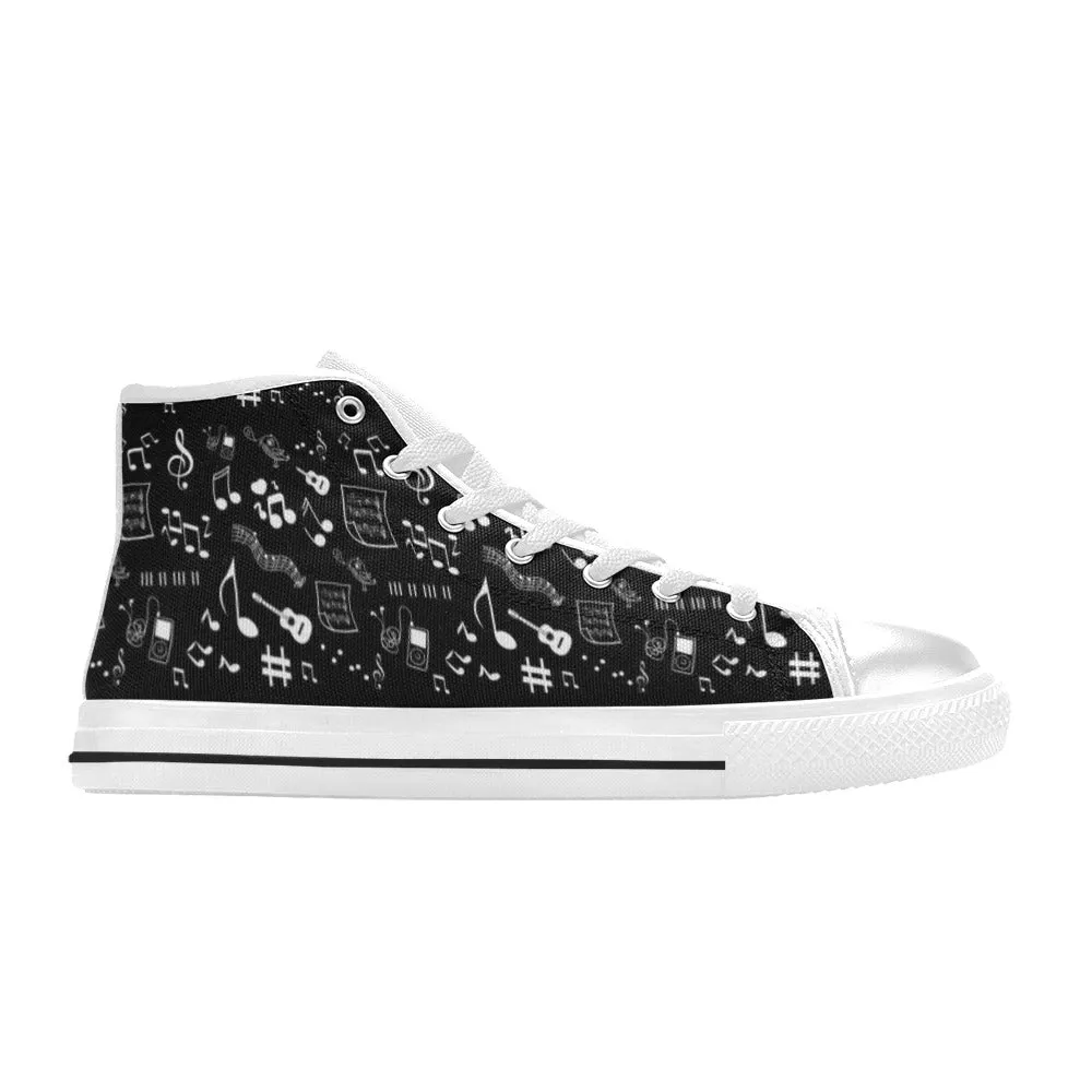 Musical Notes High Top Canvas Women's Shoes