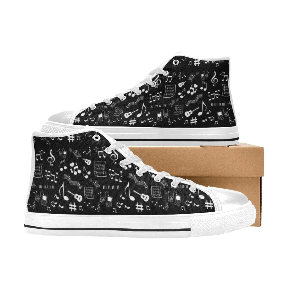 Musical Notes High Top Canvas Women's Shoes