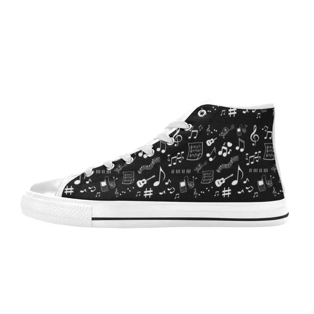 Musical Notes High Top Canvas Women's Shoes