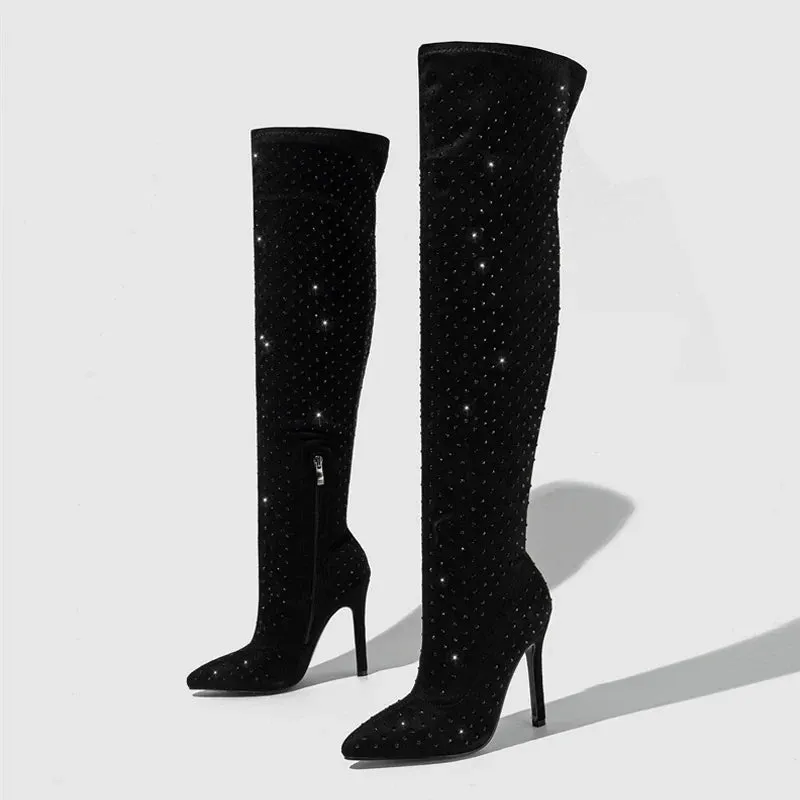 New Fashion Zip Thigh High Sock Boots