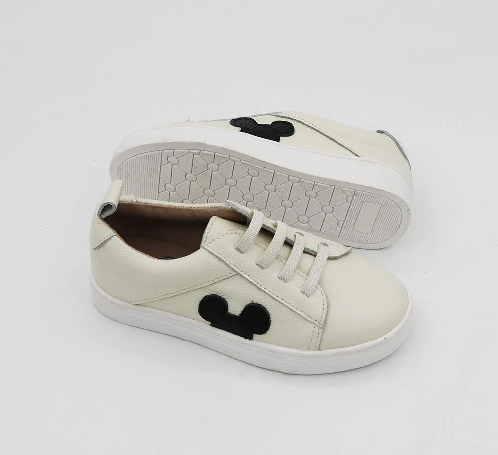 Off White (Eggshell) Low Top Sneakers - Black ears