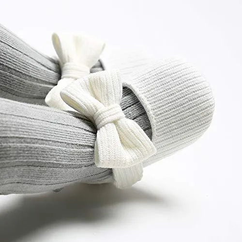 Ohwawadi Infant Baby Girl Shoes, Baby Girl Christening Baptism Shoes Bowknot Baby Mary Jane Flats Princess Dress Shoes (0-6 Months, 1933 White)