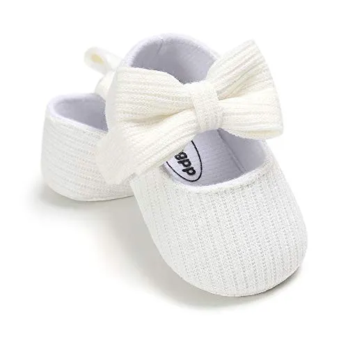Ohwawadi Infant Baby Girl Shoes, Baby Girl Christening Baptism Shoes Bowknot Baby Mary Jane Flats Princess Dress Shoes (0-6 Months, 1933 White)