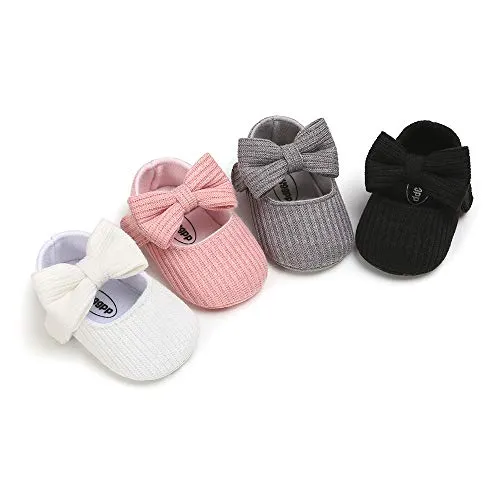 Ohwawadi Infant Baby Girl Shoes, Baby Girl Christening Baptism Shoes Bowknot Baby Mary Jane Flats Princess Dress Shoes (0-6 Months, 1933 White)