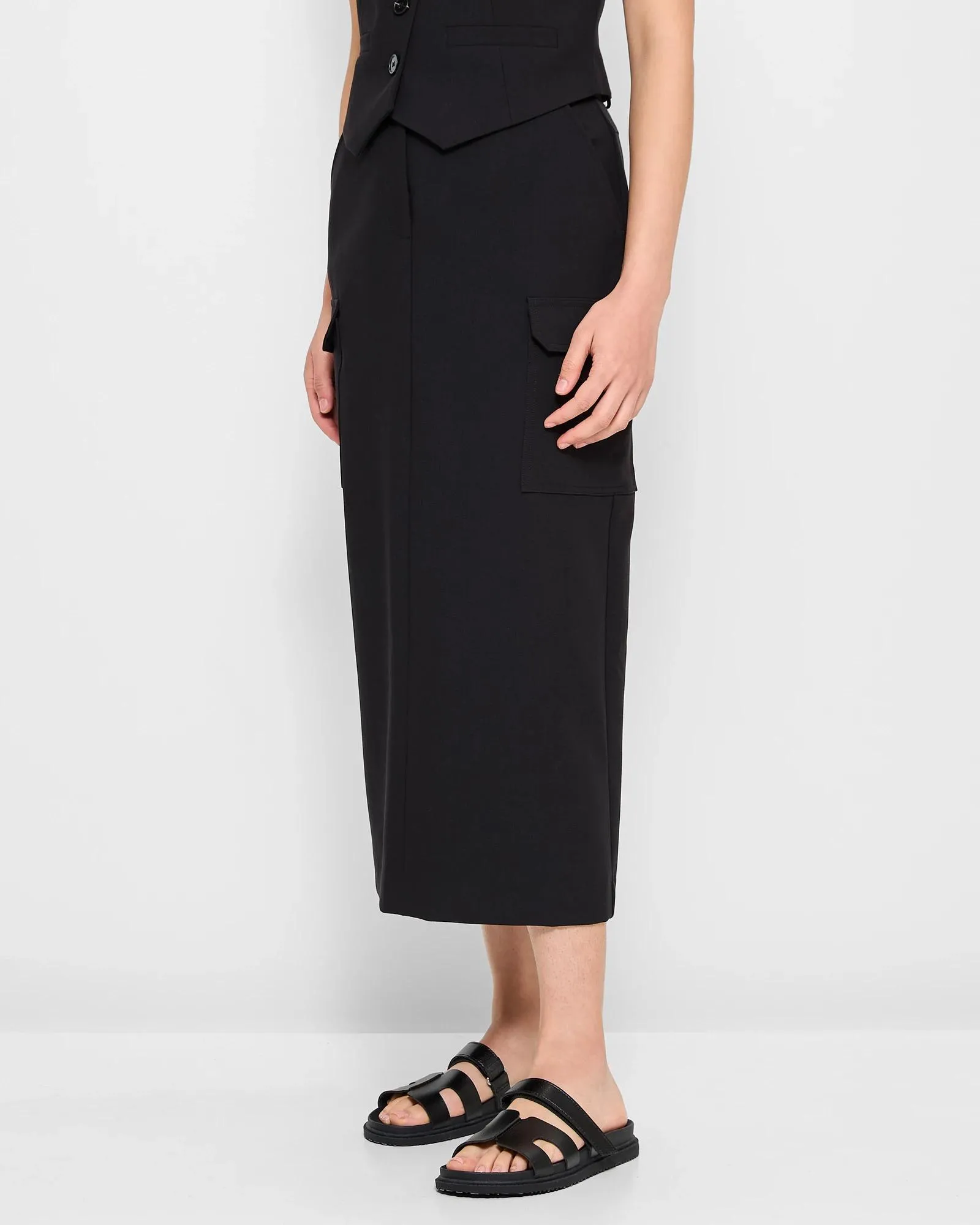 popular  Tailored Cargo Detail Midi Skirt - Preview