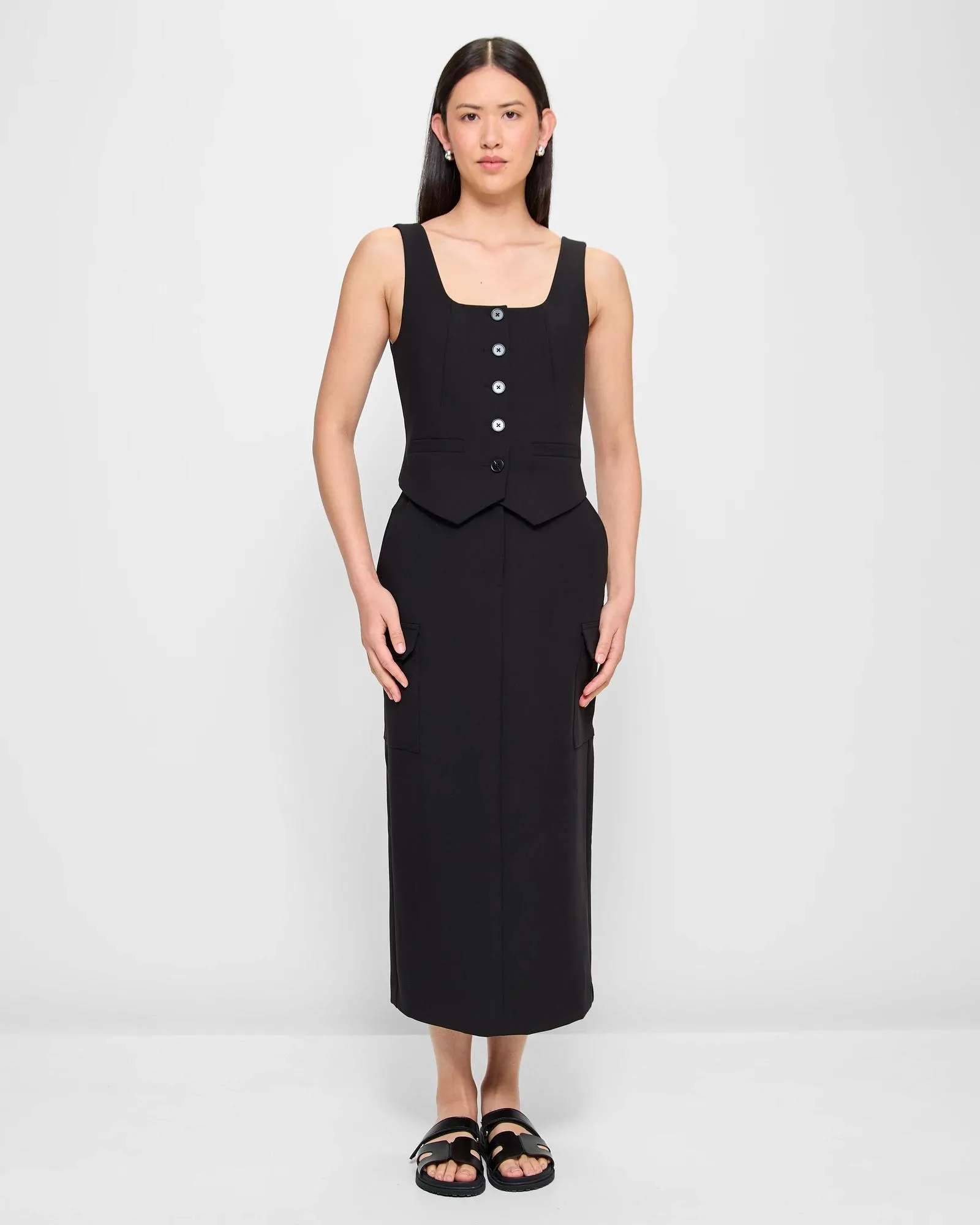 popular  Tailored Cargo Detail Midi Skirt - Preview