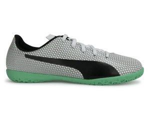 PUMA Kids Spirit Indoor Soccer Shoes White/Black/Silver