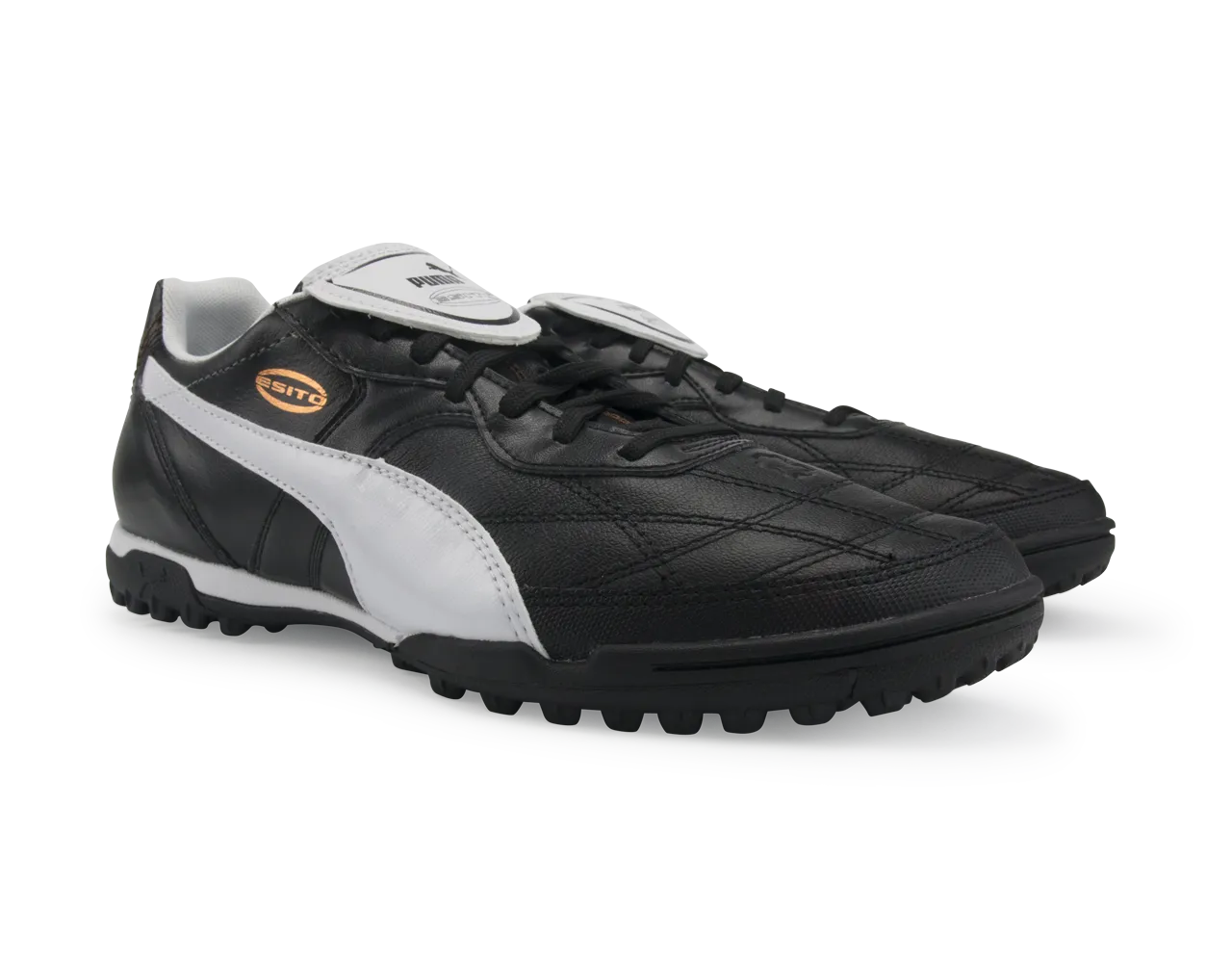 PUMA Men's Esito Classico Turf Soccer Shoes  Black/White/Bronze