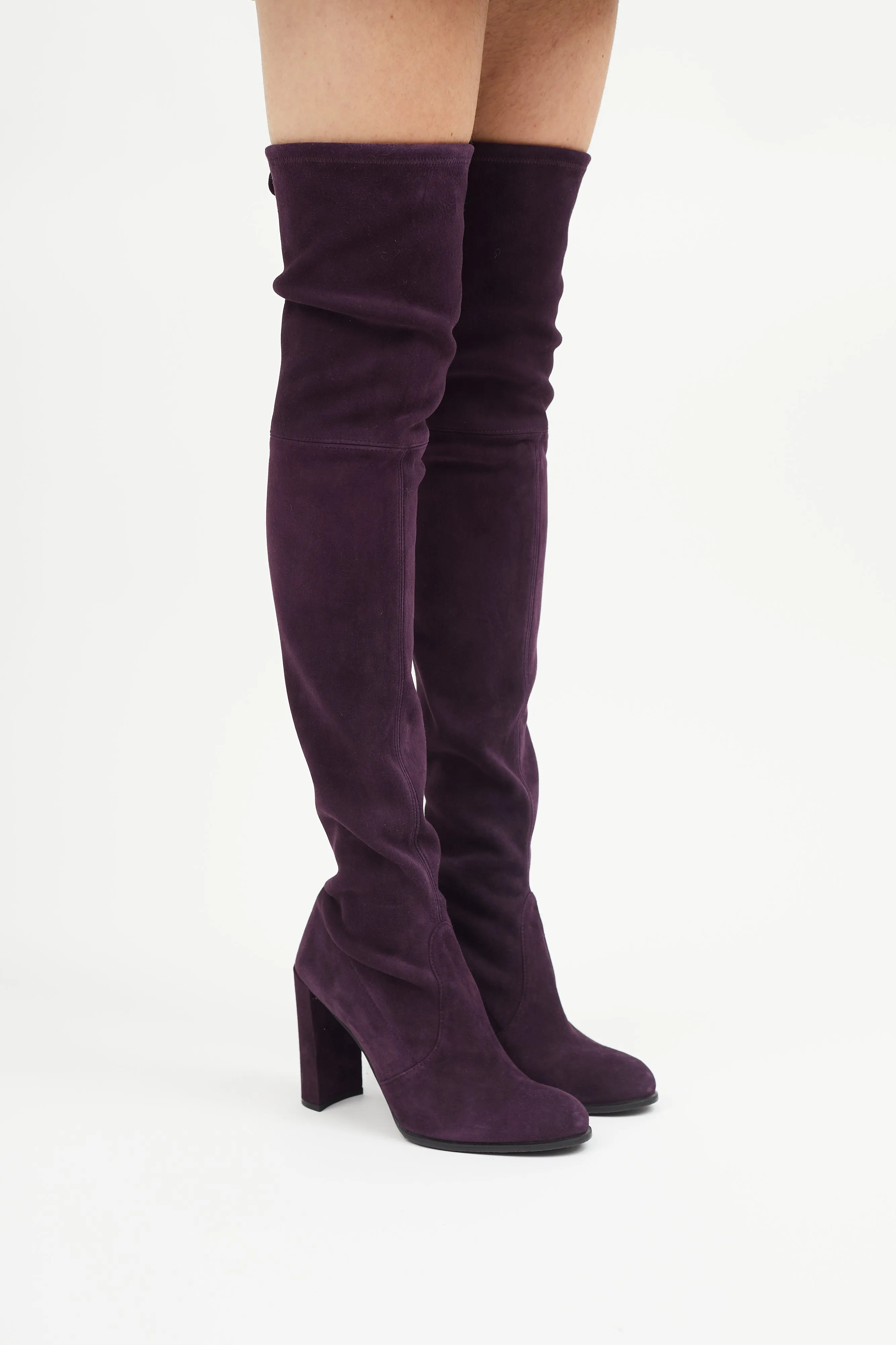 Purple Suede Thigh High Pump Boot