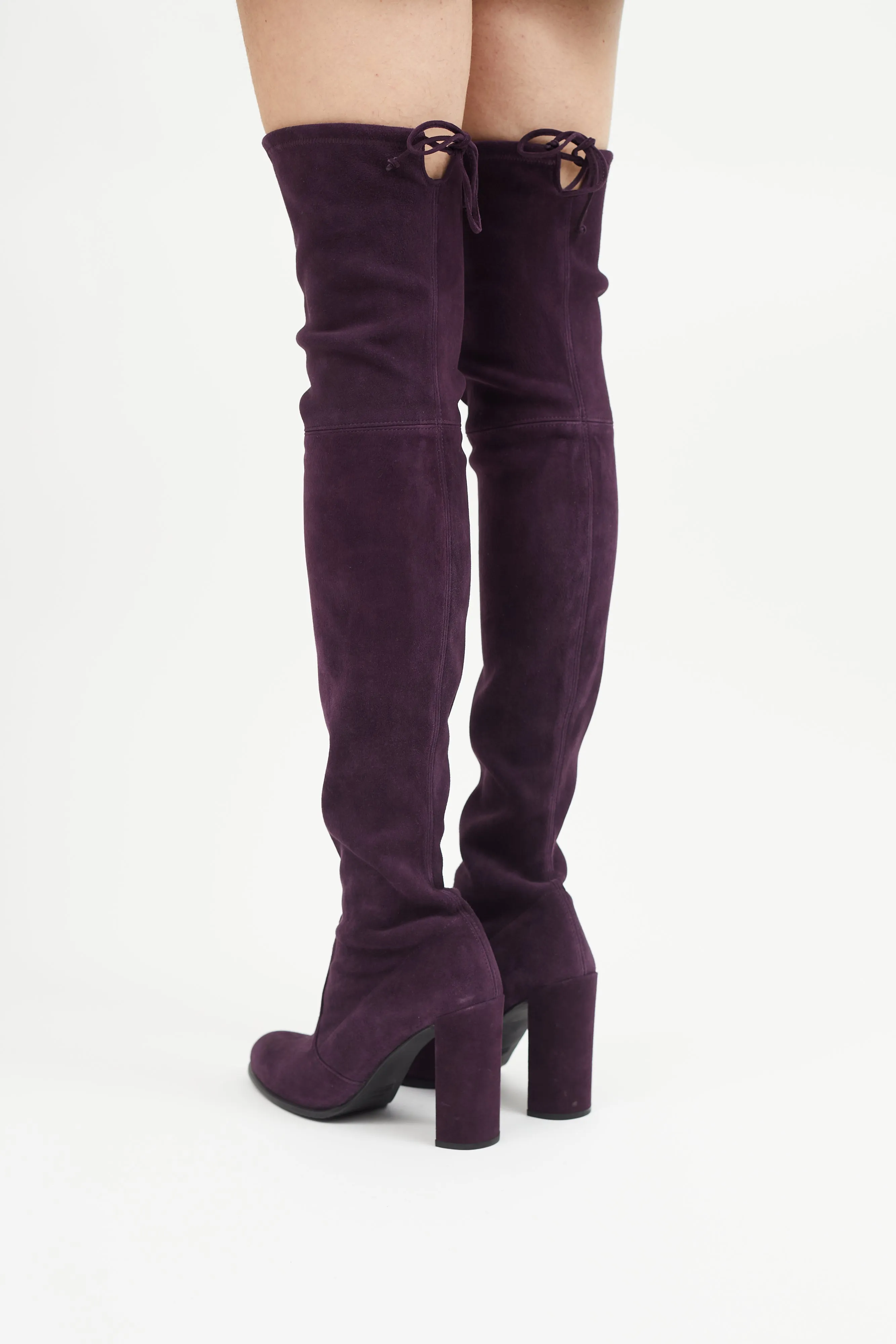 Purple Suede Thigh High Pump Boot